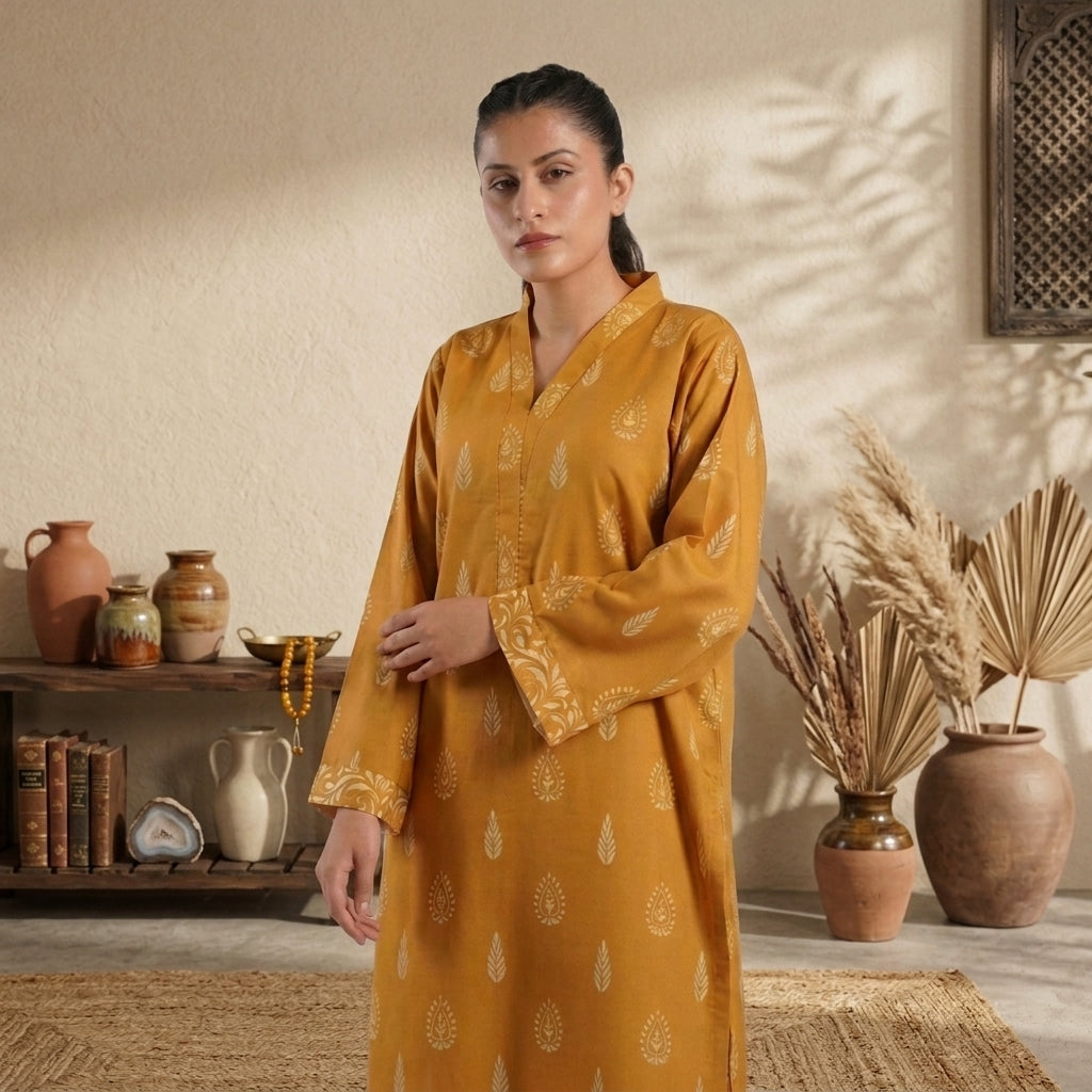 Mustard Vine Lawn Co-ord Set