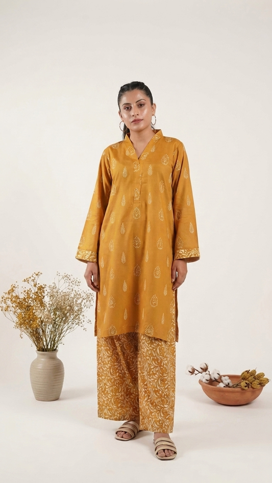 Mustard Vine Lawn Co-ord Set